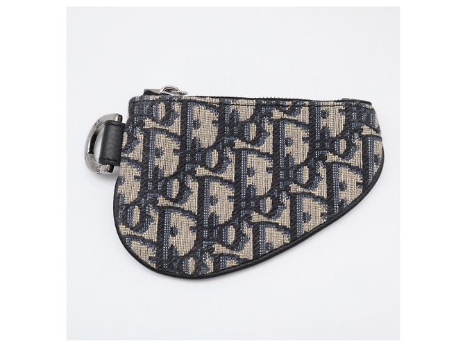 Borsa Saddle in jacquard Oblique Christian Dior Beige Blu navy - vista 5