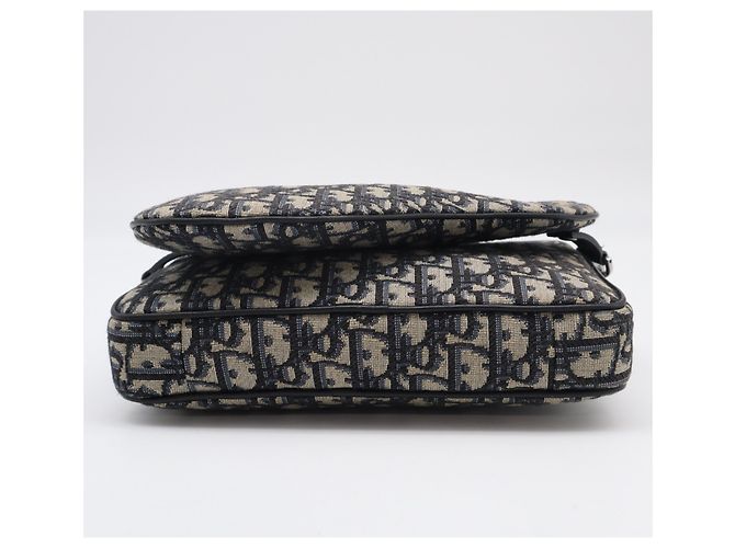 Borsa Saddle in jacquard Oblique Christian Dior Beige Blu navy - vista 9