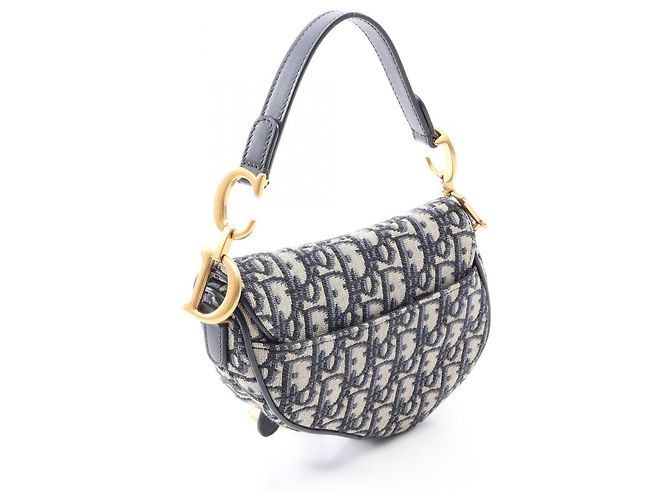 Christian Dior Dior Saddle Bag Mini Beige Blu navy - vista 2