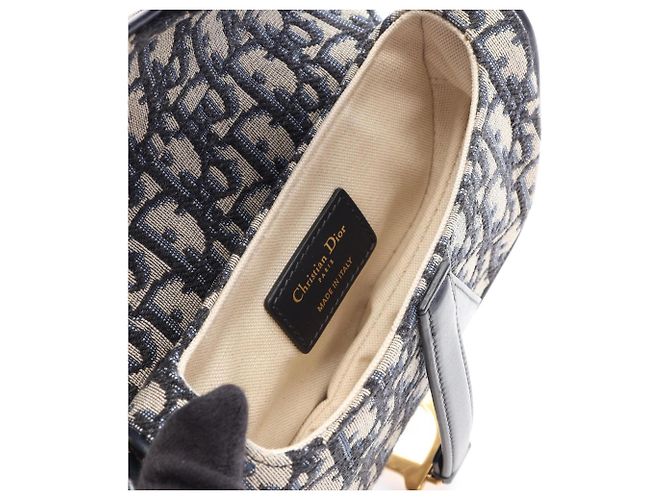 Christian Dior Dior Saddle Bag Mini Beige Blu navy - vista 3