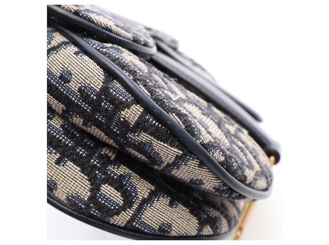 Christian Dior Dior Saddle Bag Mini Beige Blu navy - vista 5