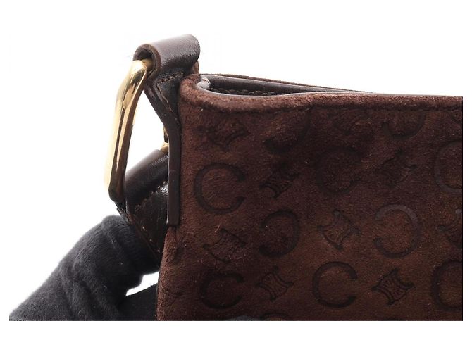 Céline Borsa a tracolla Celine C Blazon in scamosciato marrone - vista 11