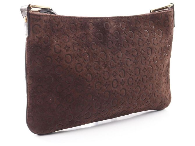 Céline Borsa a tracolla Celine C Blazon in scamosciato marrone - vista 2