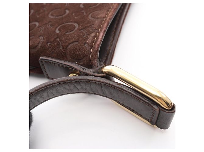 Céline Borsa a tracolla Celine C Blazon in scamosciato marrone - vista 7