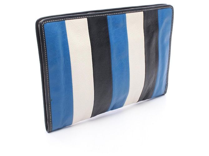 Clutch Balenciaga BAZAR Nero Bianco Blu - vista 2