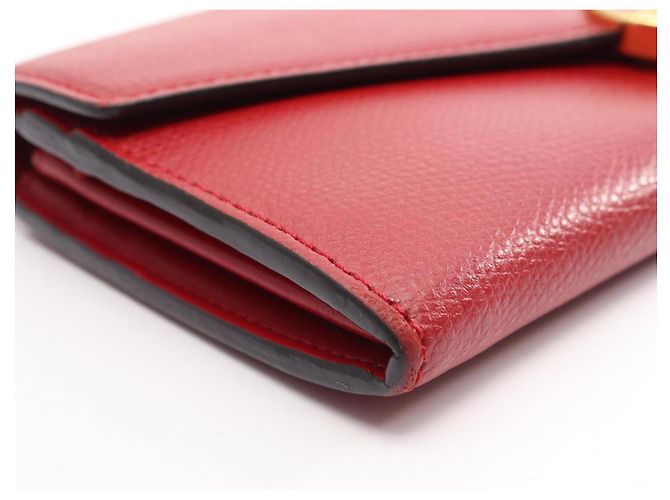 Fendi Red Leather Bi-fold Long Wallet - view 6