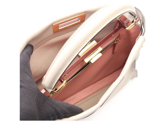 Borsa Fendi Peekaboo Regular 2-Way Beige - vista 3