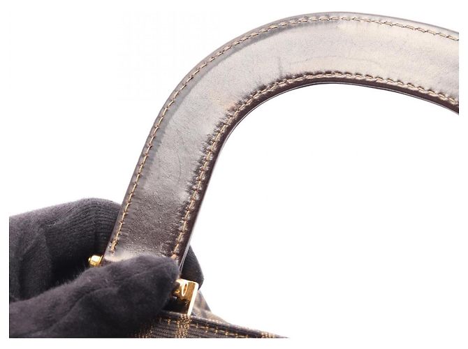 Borsa Fendi Zucca marrone e nera in pelle e tela Nero - vista 8