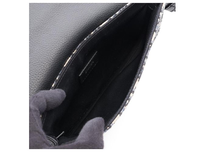 Borsa a tracolla Christian Dior Saddle Bag Oblique Beige Blu navy - vista 3