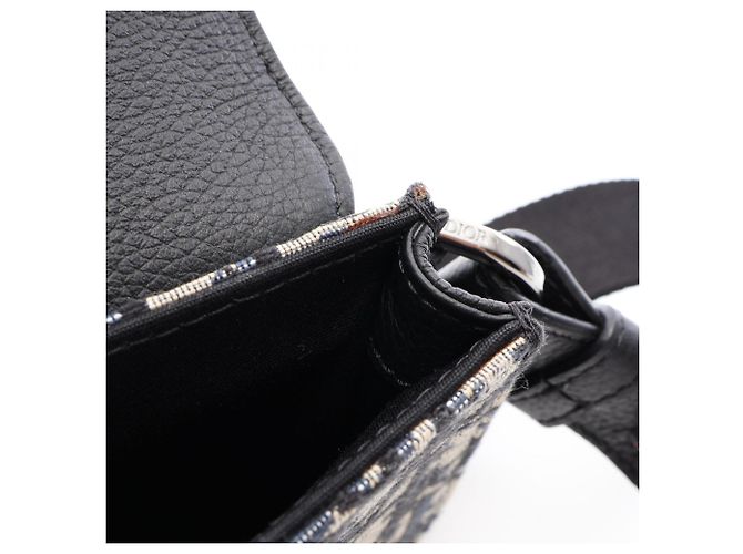 Borsa a tracolla Christian Dior Saddle Bag Oblique Beige Blu navy - vista 7