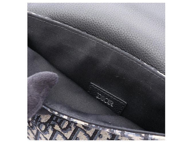 Borsa a tracolla Christian Dior Saddle Bag Oblique Beige Blu navy - vista 9