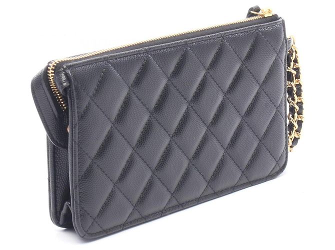 Clutch Chanel Matelassé in pelle di vitello granulata Nero - vista 2