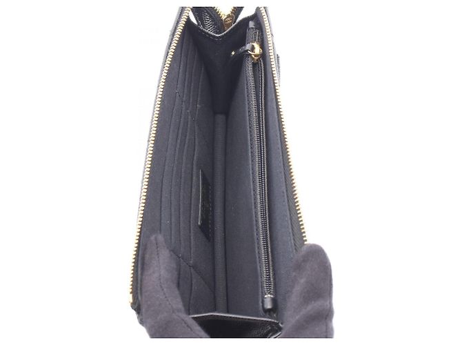 Clutch Chanel Matelassé in pelle di vitello granulata Nero - vista 3