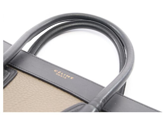 Céline Borsa Tote Celine Luggage Micro Shopper Marrone Nero Giallo - vista 11
