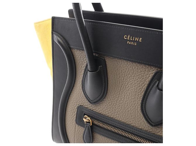 Céline Borsa Tote Celine Luggage Micro Shopper Marrone Nero Giallo - vista 12