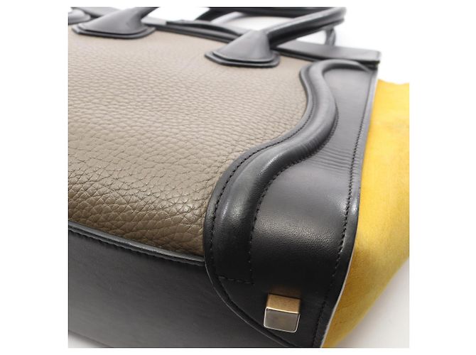Céline Borsa Tote Celine Luggage Micro Shopper Marrone Nero Giallo - vista 6