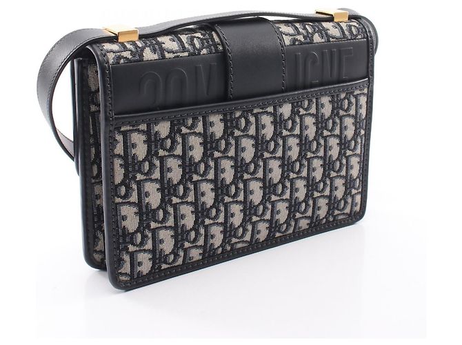 Borsa a tracolla Christian Dior 30 Montaigne Oblique Jacquard Beige Blu navy - vista 2