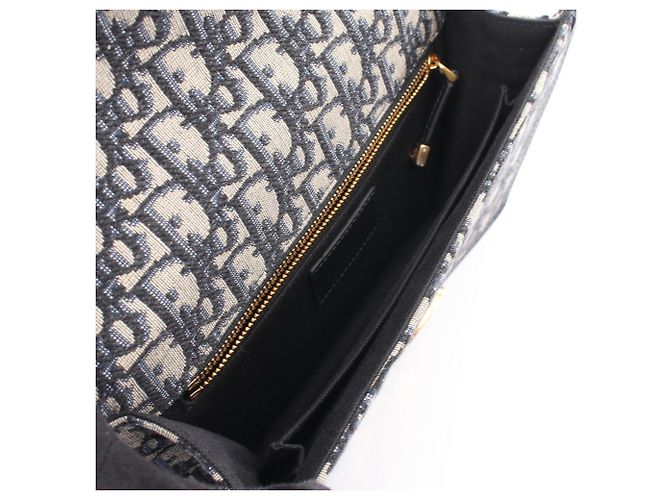 Borsa a tracolla Christian Dior 30 Montaigne Oblique Jacquard Beige Blu navy - vista 3