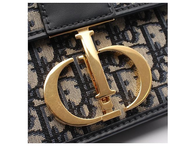 Borsa a tracolla Christian Dior 30 Montaigne Oblique Jacquard Beige Blu navy - vista 6
