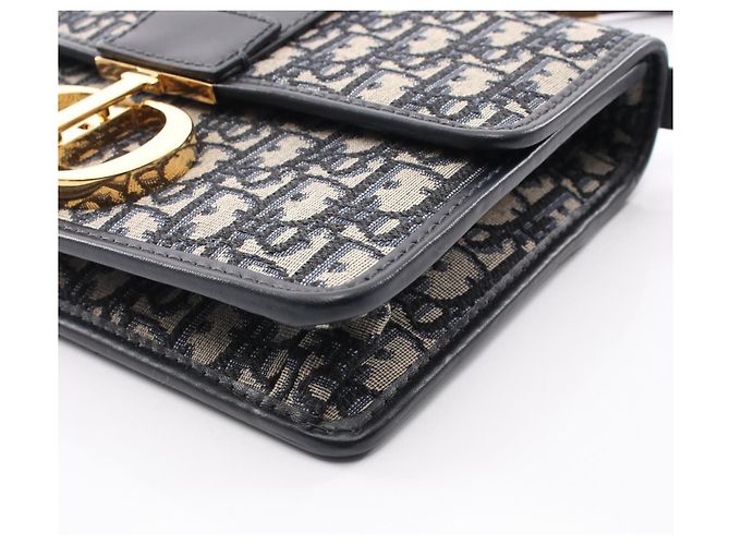 Borsa a tracolla Christian Dior 30 Montaigne Oblique Jacquard Beige Blu navy - vista 7