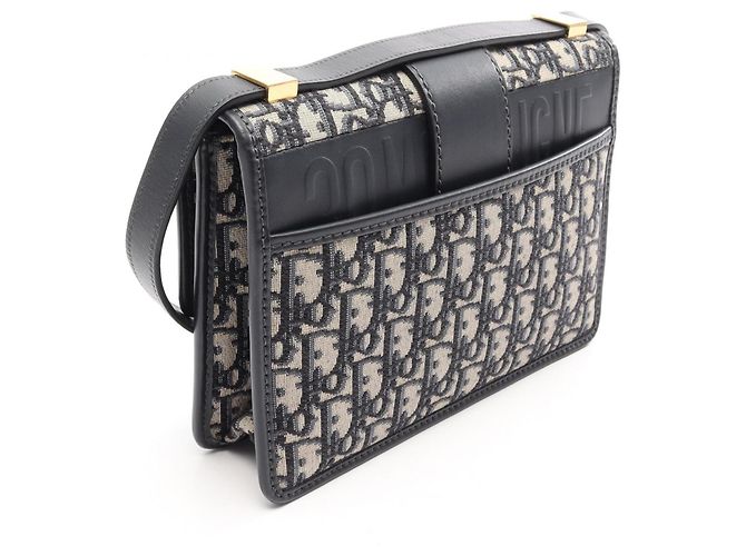 Borsa a tracolla Christian Dior 30 Montaigne Oblique Beige Blu navy - vista 2