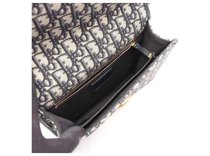 Borsa a tracolla Christian Dior 30 Montaigne Oblique Beige Blu navy - vista 3