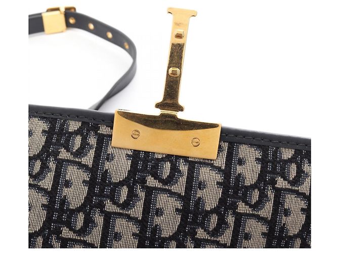 Borsa a tracolla Christian Dior 30 Montaigne Oblique Beige Blu navy - vista 7