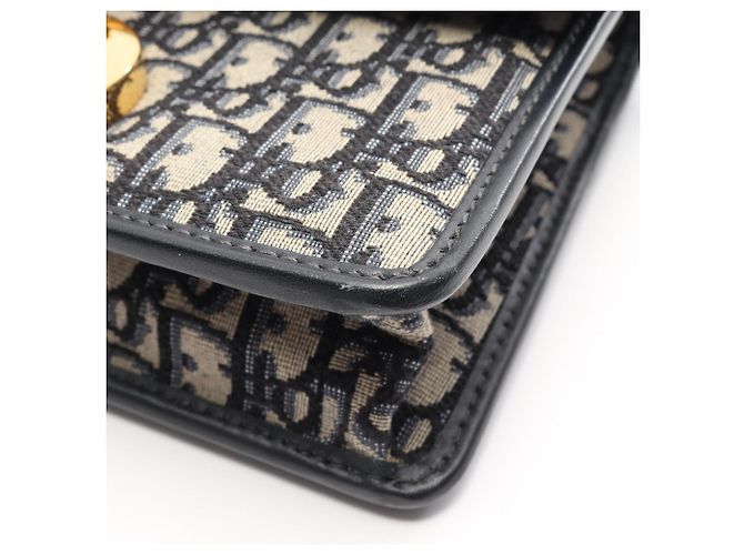 Borsa a tracolla Christian Dior 30 Montaigne Oblique Beige Blu navy - vista 8