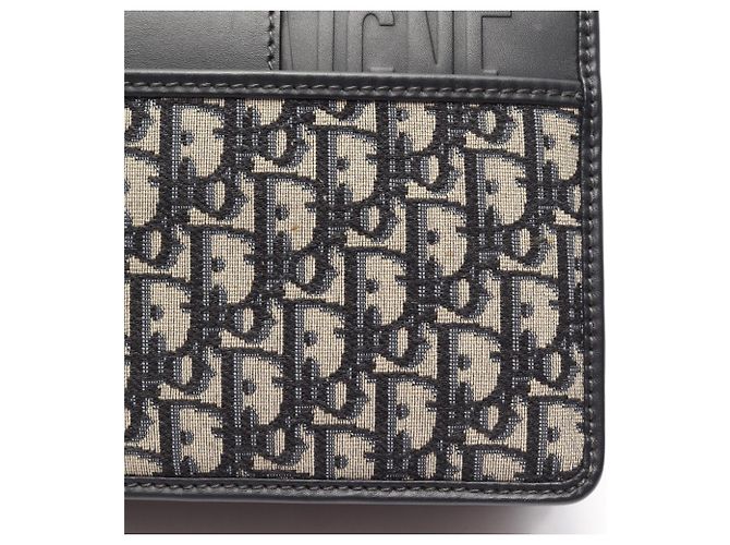 Borsa a tracolla Christian Dior 30 Montaigne Oblique Beige Blu navy - vista 9