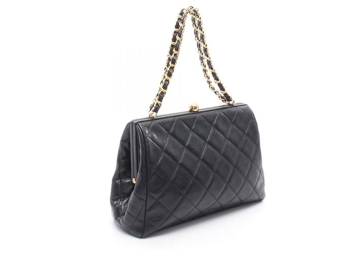 Borsa Matelassé Chanel in pelle di vitello martellata nera Nero - vista 2