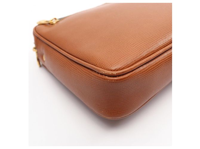 Céline Borsa Clutch in Pelle Celine Second Bag Marrone - vista 5
