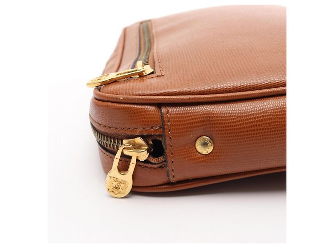 Céline Borsa Clutch in Pelle Celine Second Bag Marrone - vista 6