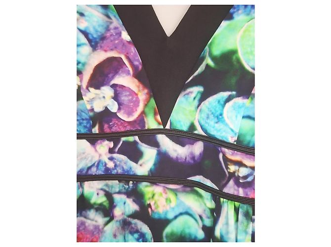 Sandro Kleid mit Blumenprint. Seide Schwarz Mehrfarben - Ansicht 3
