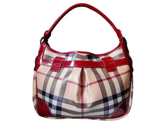 Borsa a tracolla Burberry Haymarket Check Rosso Beige Blu scuro - vista 6