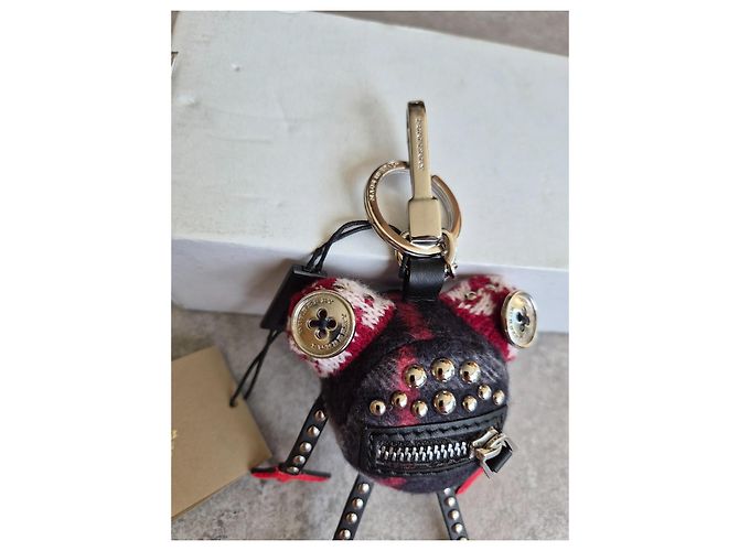 Ciondolo Rana Doris Frog Creature Burberry in Cashmere e Pelle Nero Rosso Multicolore - vista 2
