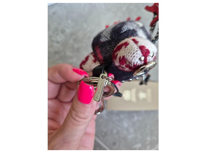 Ciondolo Rana Doris Frog Creature Burberry in Cashmere e Pelle Nero Rosso Multicolore - vista 5
