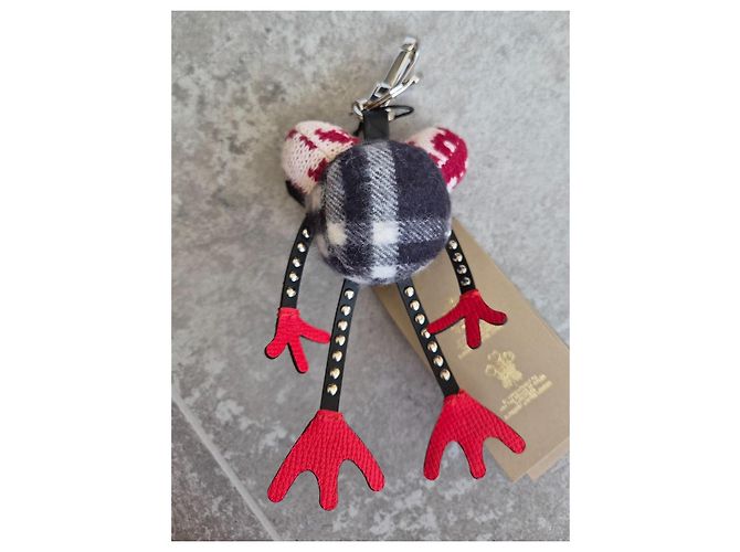 Ciondolo Rana Doris Frog Creature Burberry in Cashmere e Pelle Nero Rosso Multicolore - vista 6
