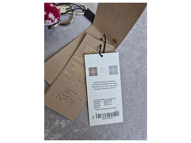 Ciondolo Rana Doris Frog Creature Burberry in Cashmere e Pelle Nero Rosso Multicolore - vista 8