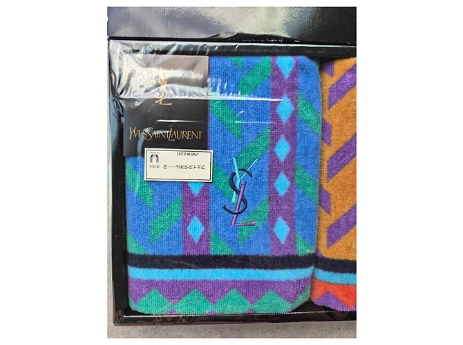 Ensemble de deux serviettes Yves Saint Laurent Noir Bleu Multicolore Vert Orange Violet - vue 2