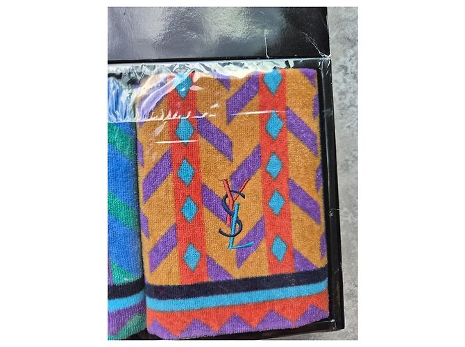 Ensemble de deux serviettes Yves Saint Laurent Noir Bleu Multicolore Vert Orange Violet - vue 3