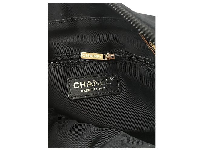 Borsa a tracolla CC in tessuto nero e pelle Chanel - vista 9