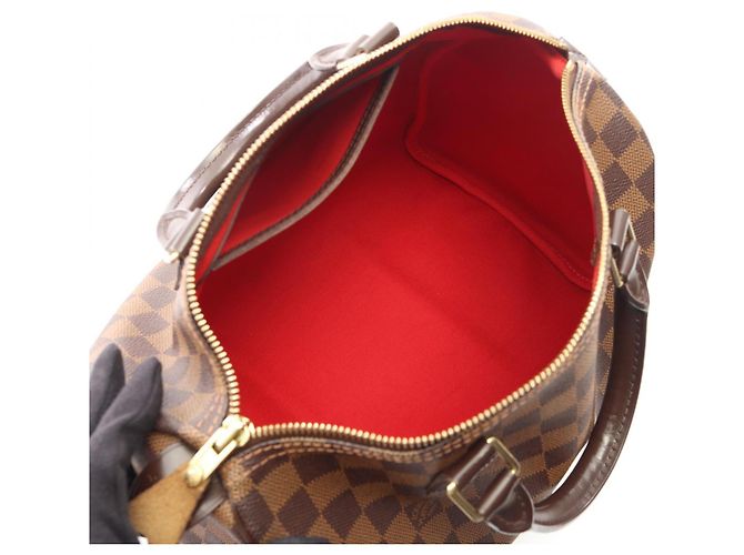 Borsa Louis Vuitton Speedy 30 Damier Ebene Marrone - vista 3