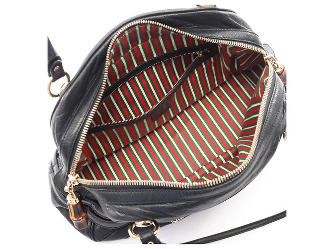 Borsa Gucci Bamboo Horsebit Nero - vista 3