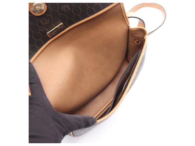 Borsa a Spalla Christian Dior Honeycomb Marrone Nero - vista 3