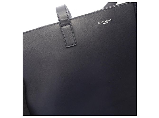 Borsa Tote in pelle blu navy Saint Laurent - vista 7