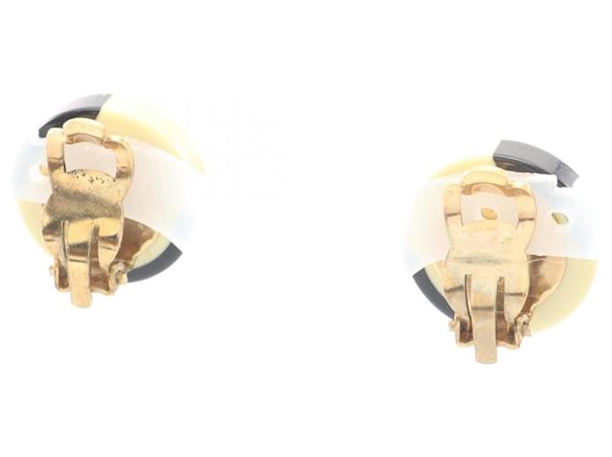 Orecchini a clip Chanel Coco Mark Nero Bianco D'oro - vista 2