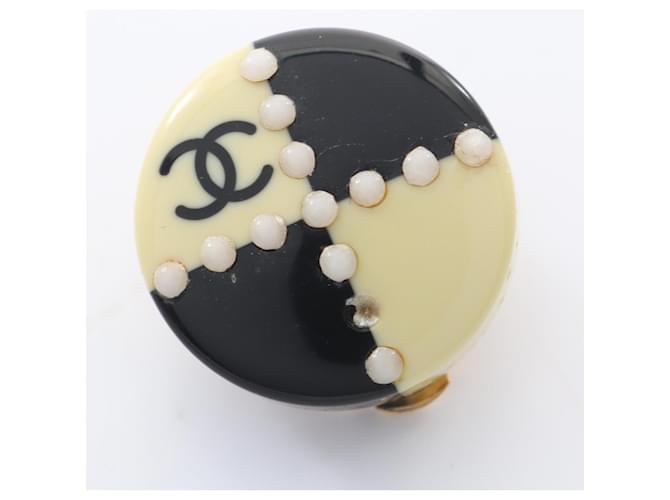 Orecchini a clip Chanel Coco Mark Nero Bianco D'oro - vista 7