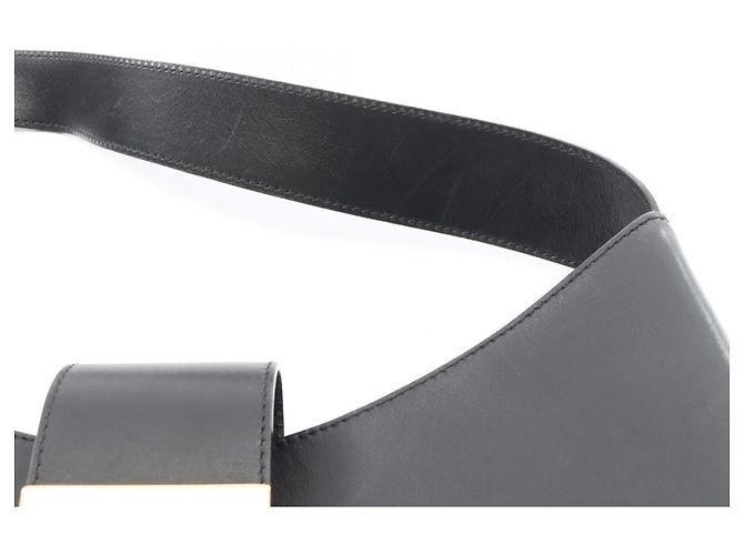 Borsa a tracolla in pelle nera Salvatore Ferragamo Gancini Nero - vista 7