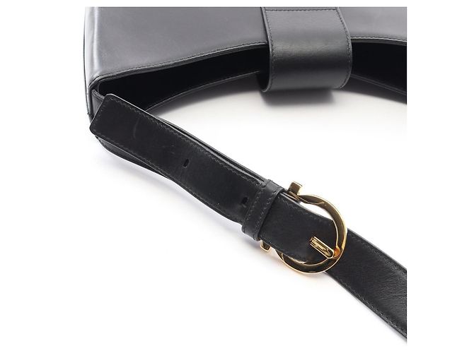 Borsa a tracolla in pelle nera Salvatore Ferragamo Gancini Nero - vista 8