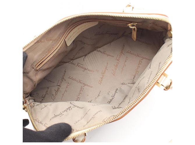 Borsa a mano in pelle avorio Salvatore Ferragamo Crudo - vista 3